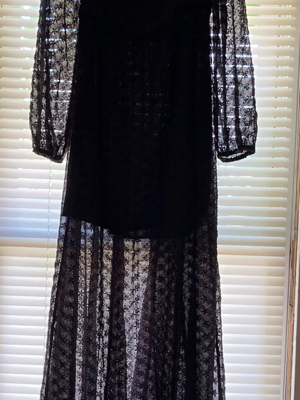 Free People Malian Maxi X-Small Black Embroidered Eyelet Cottagecore Peasant - Picture 3 of 9